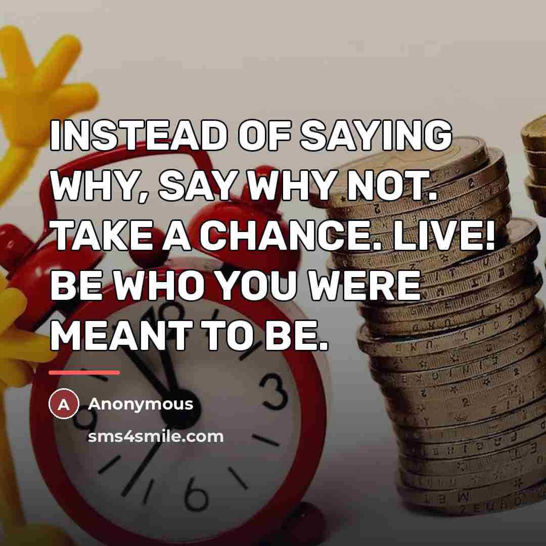 “INSTEAD OF SAYING WHY, SAY WHY NOT. TAKE A CHANCE.…” quote by Anonymous