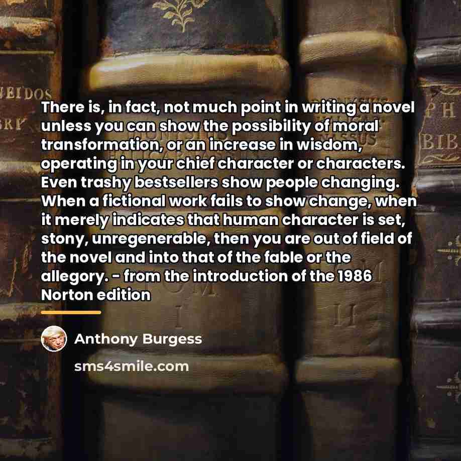 “There is, in fact, not much point in writing a…” quote by Anthony Burgess
