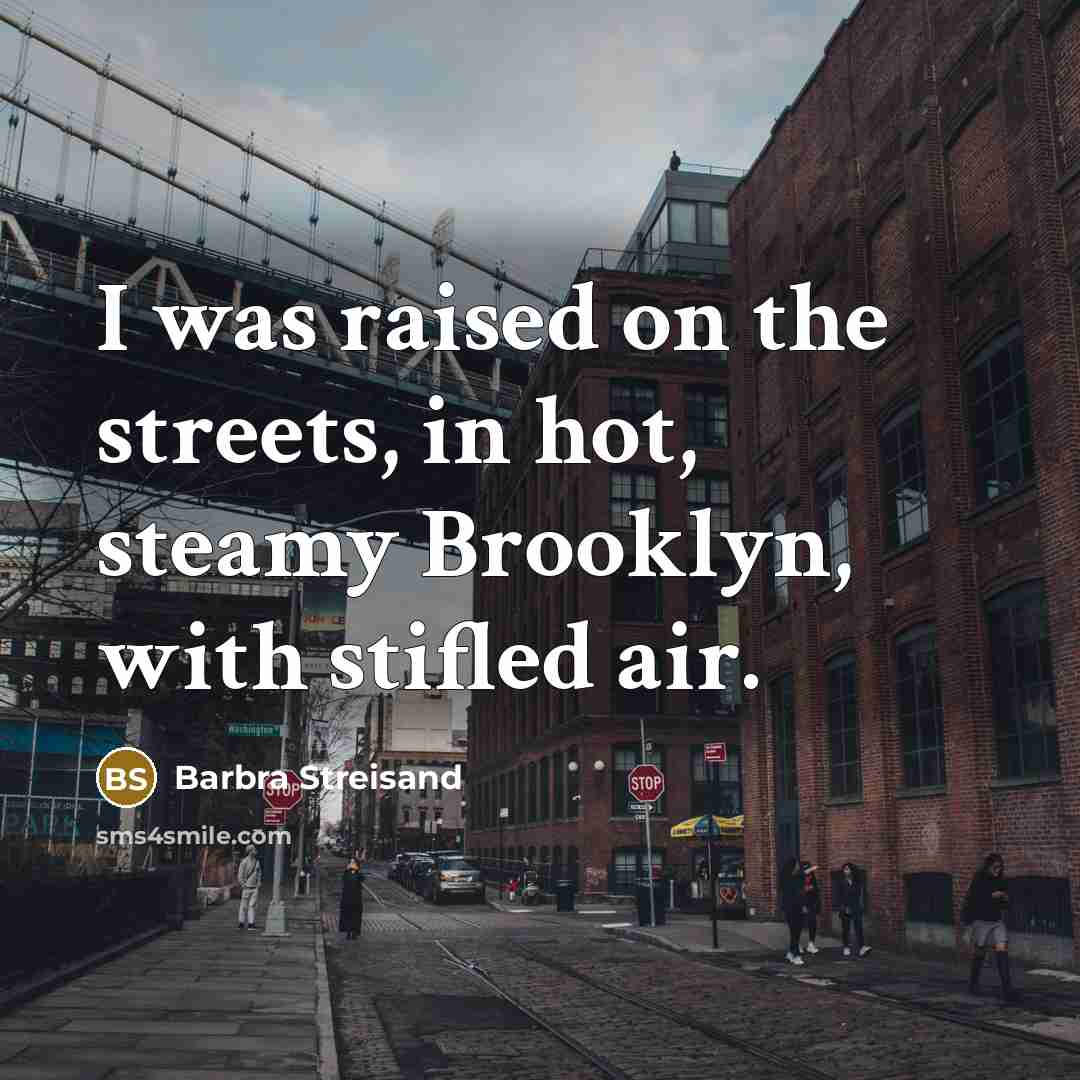 “I was raised on the streets, in hot, steamy Brooklyn,…” quote by Barbra Streisand