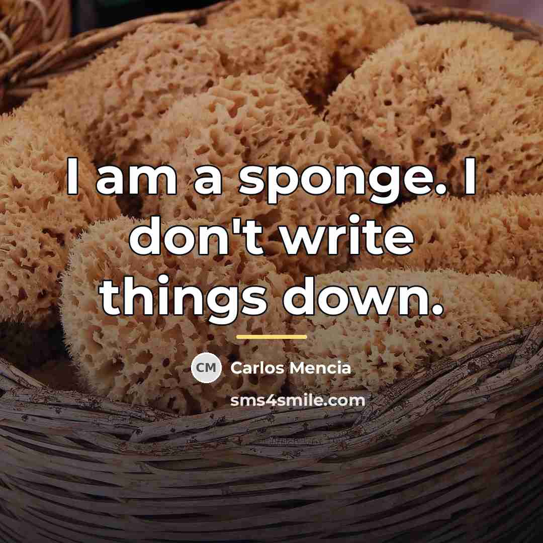 “I am a sponge. I don't write things down.…” quote by Carlos Mencia
