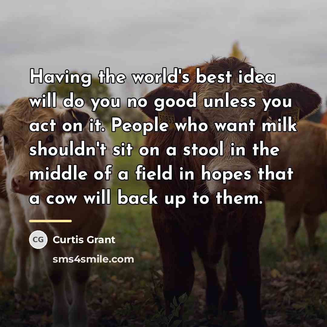 “Having the world's best idea will do you no good…” quote by Curtis Grant
