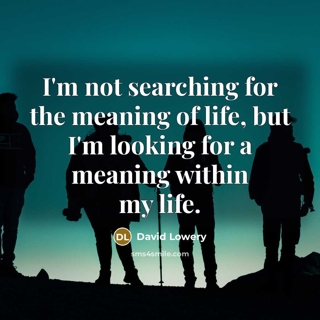 “I'm not searching for the meaning of life, but I'm…” quote by David Lowery