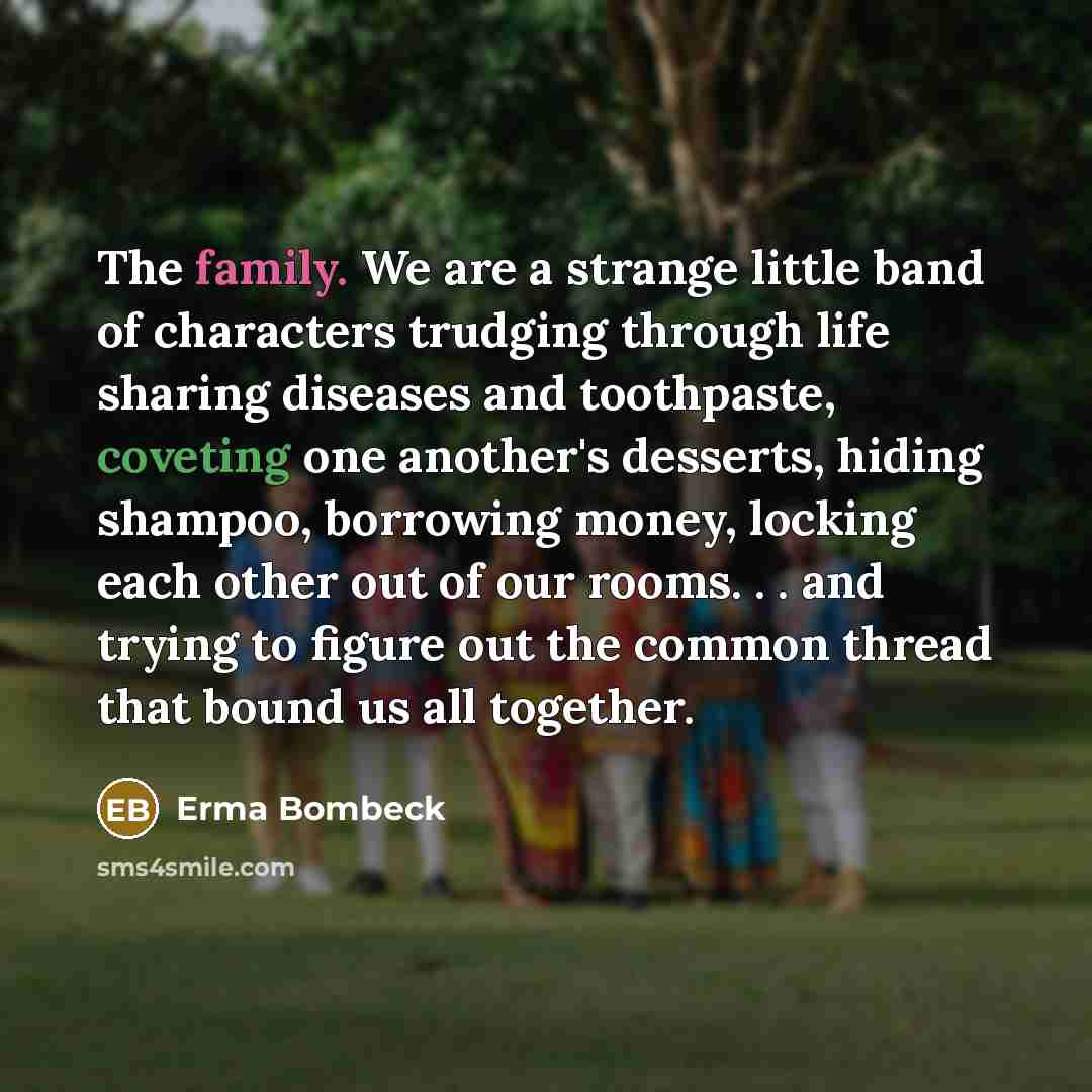 “The family. We are a strange little band of characters…” quote by Erma Bombeck