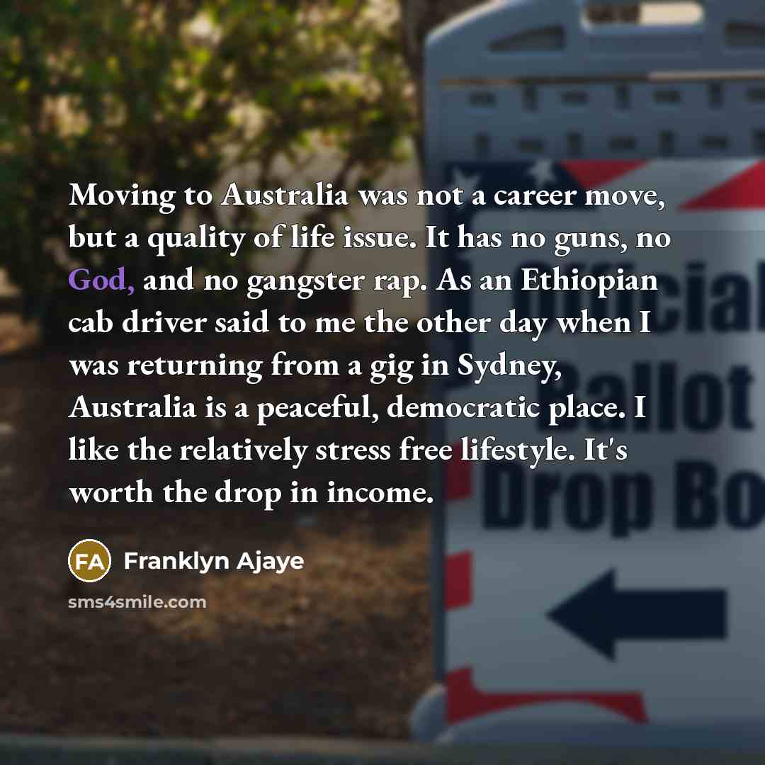 “Moving to Australia was not a career move, but a…” quote by Franklyn Ajaye