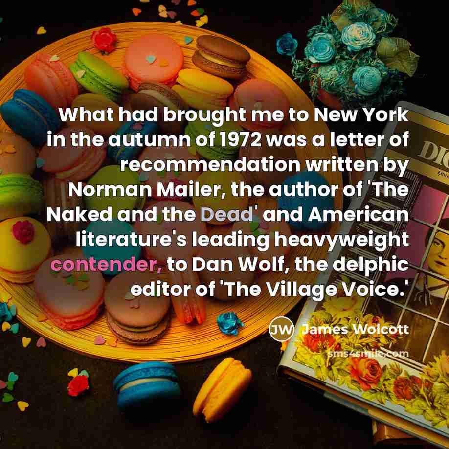 “What had brought me to New York in the autumn…” quote by James Wolcott