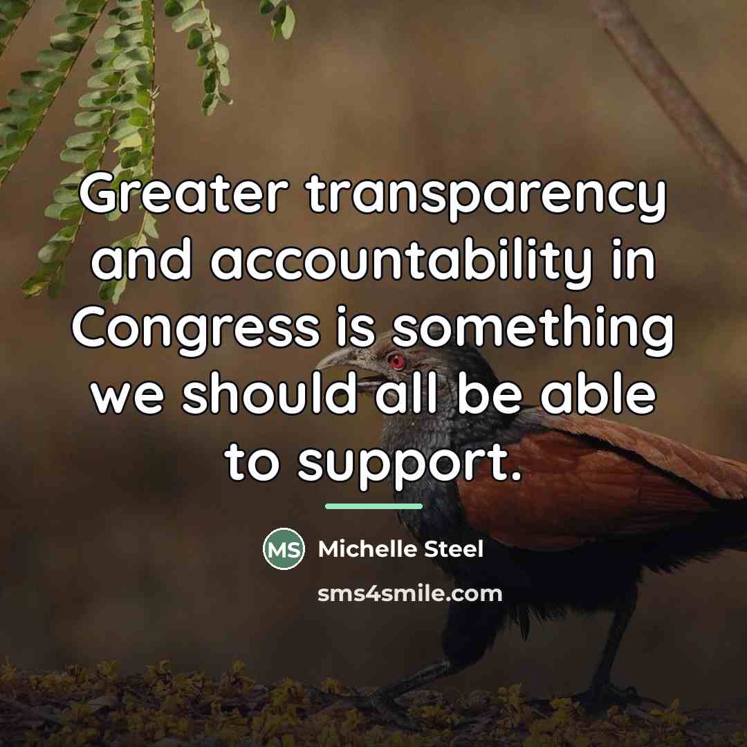“Greater transparency and accountability in Congress is something we should…” quote by Michelle Steel