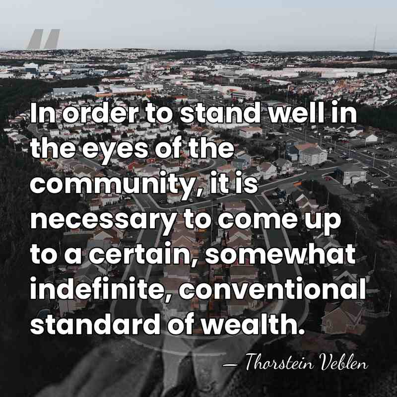 In order to stand well in the eyes of the community, it&hellip; - Thorstein Veblen