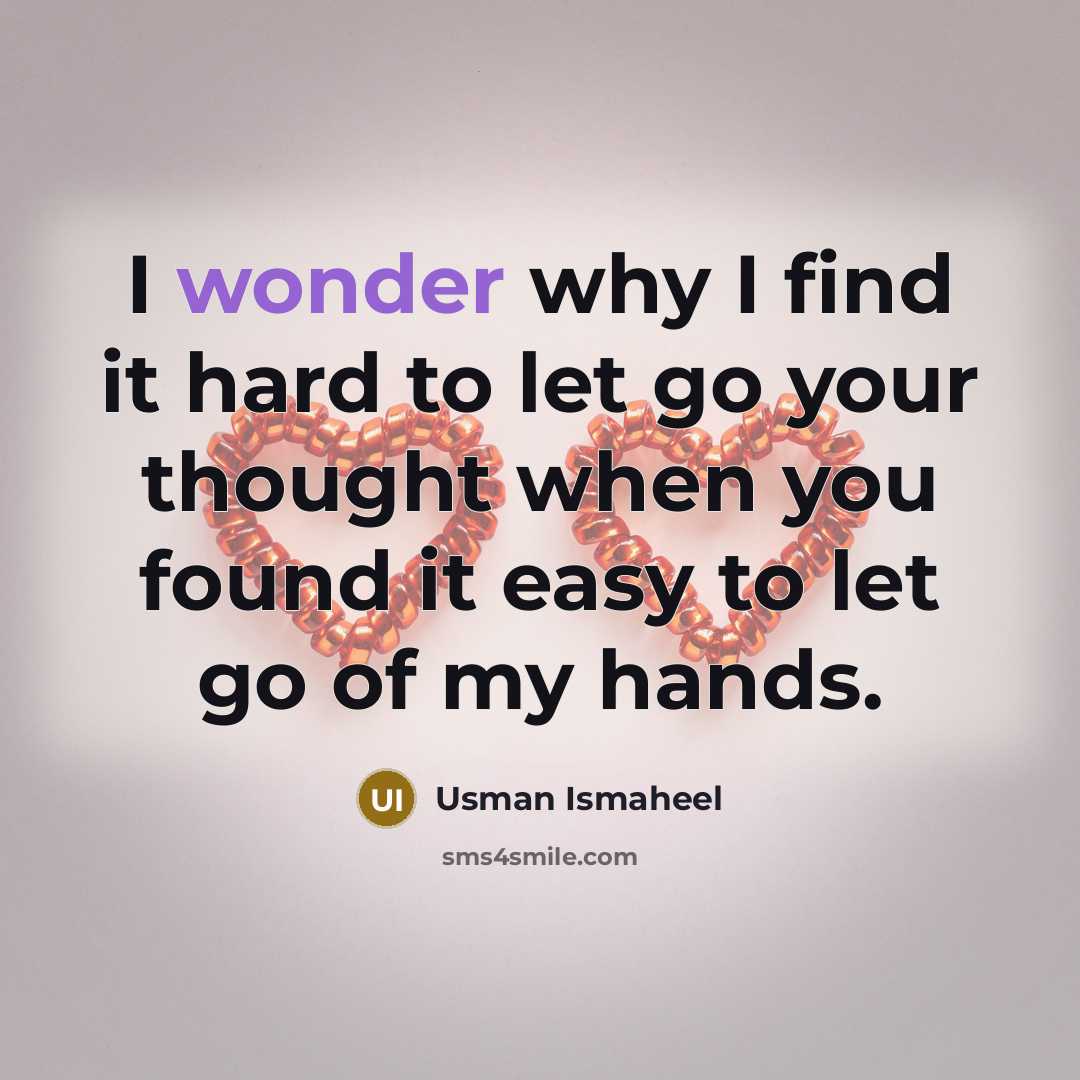 “I wonder why I find it hard to let go…” quote by Usman Ismaheel