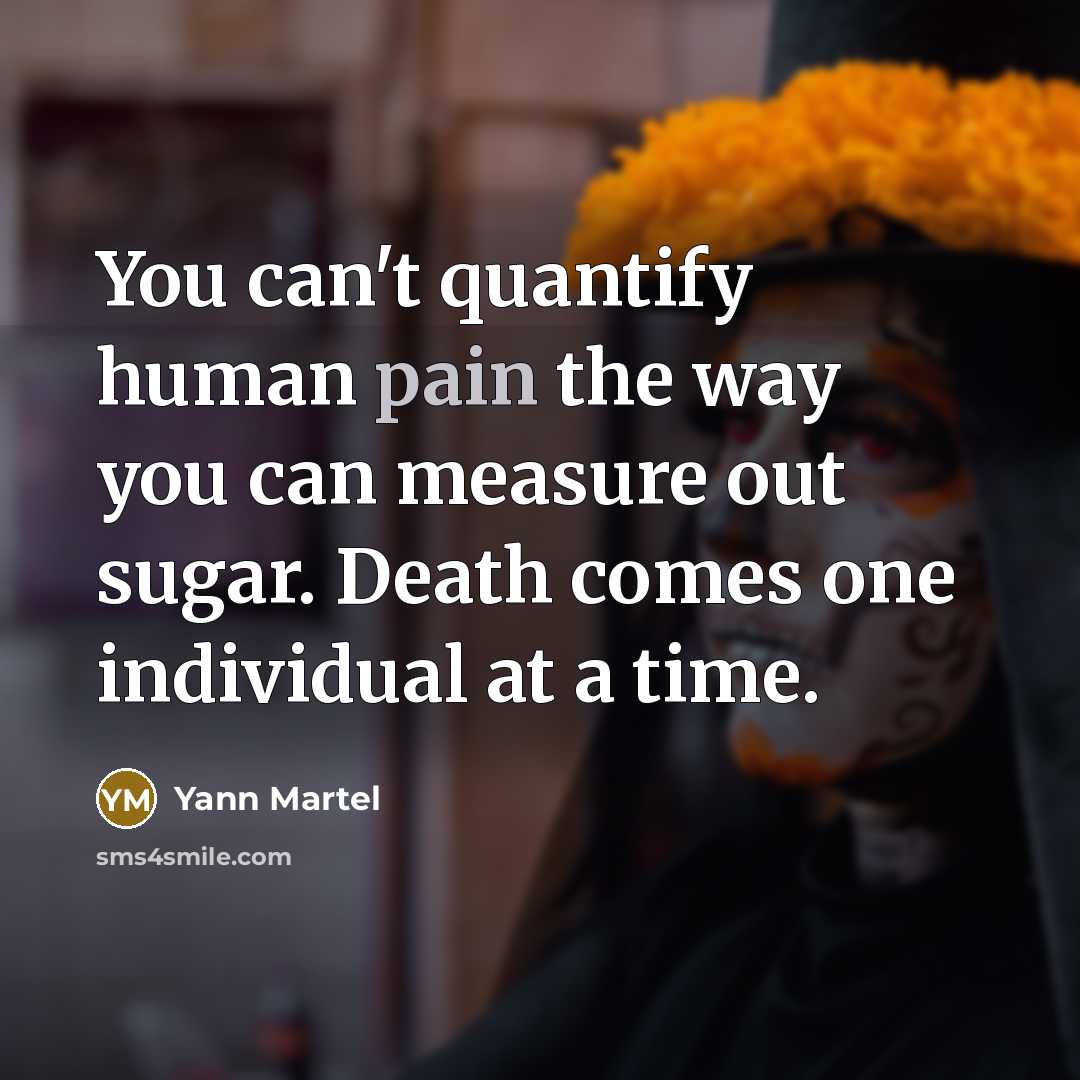 “You can't quantify human pain the way you can measure…” quote by Yann Martel