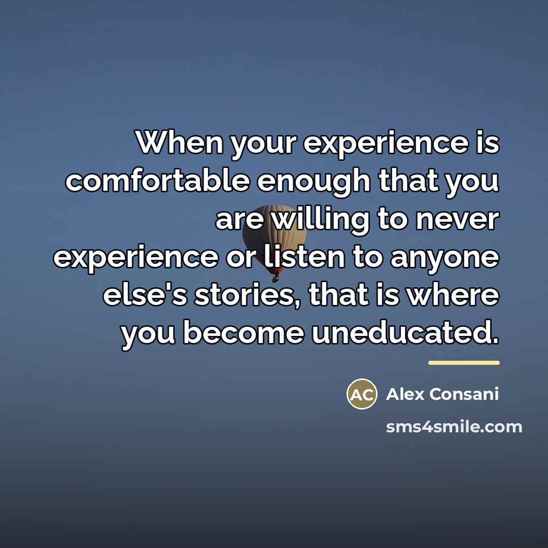 “When your experience is comfortable enough that you are willing…” quote by Alex Consani