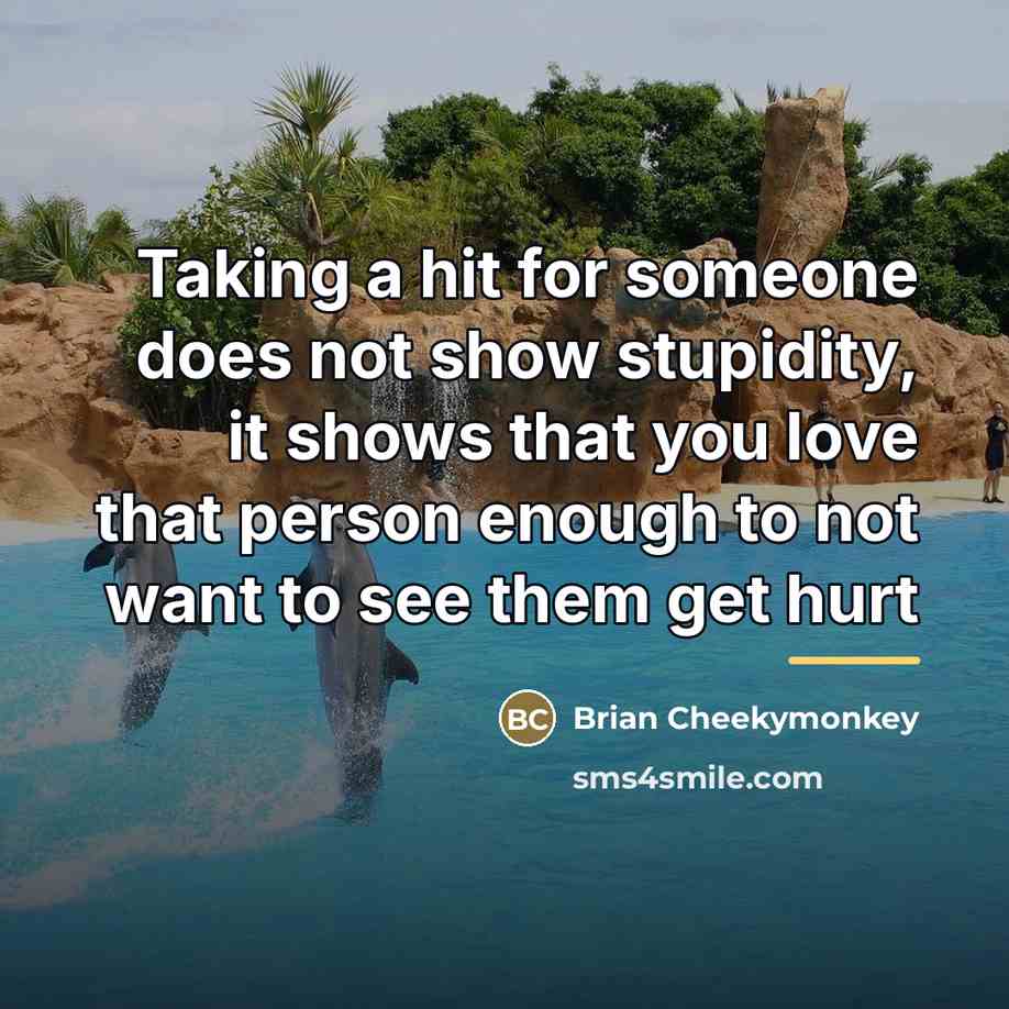 “Taking a hit for someone does not show stupidity, it…” quote by Brian Cheekymonkey