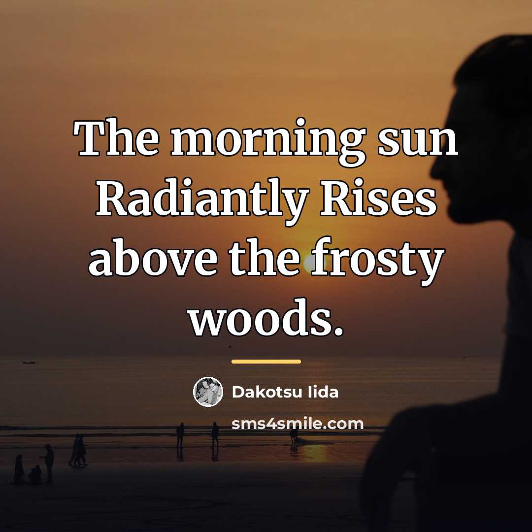 “The morning sun Radiantly Rises above the frosty woods.…” quote by Dakotsu Iida