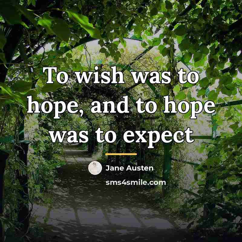 “To wish was to hope, and to hope was to…” quote by Jane Austen