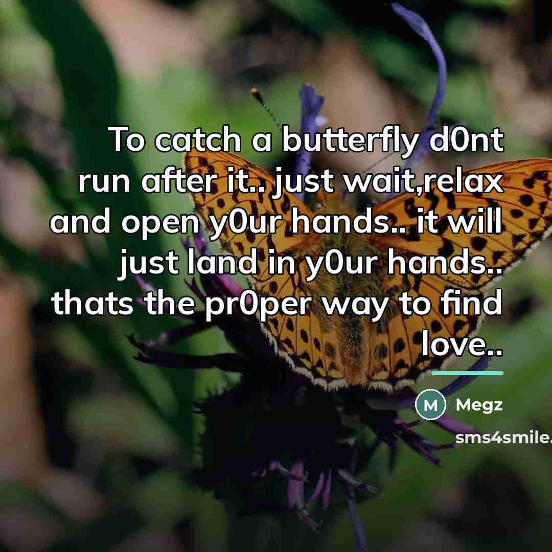 “To catch a butterfly d0nt run after it.. just wait,relax…” quote by Megz