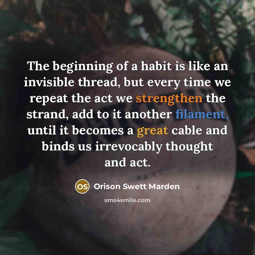 “The beginning of a habit is like an invisible thread,…” quote by Orison Swett Marden