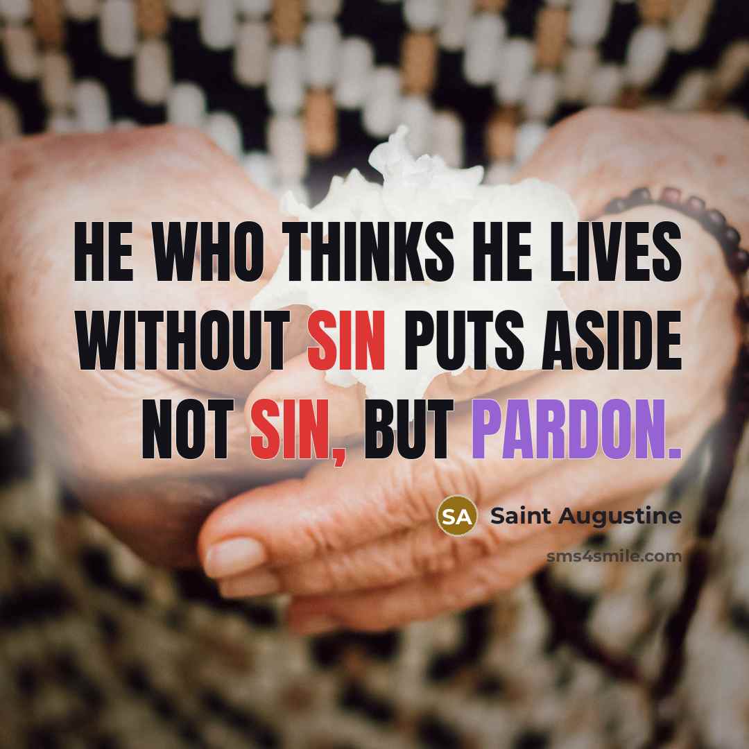 “He who thinks he lives without sin puts aside not sin, but pardon.” quote by Saint Augustine