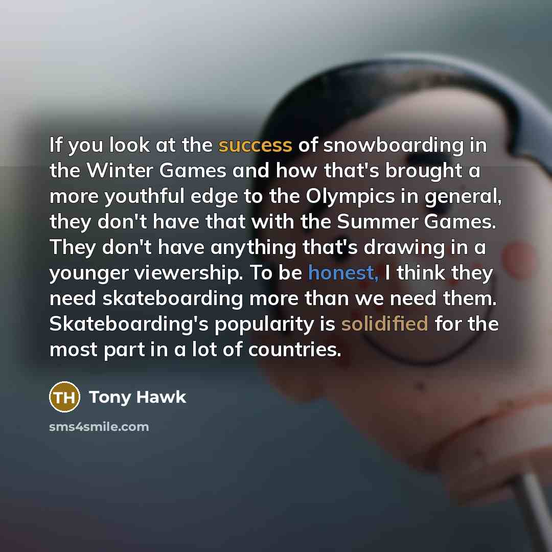 “If you look at the success of snowboarding in the…” quote by Tony Hawk