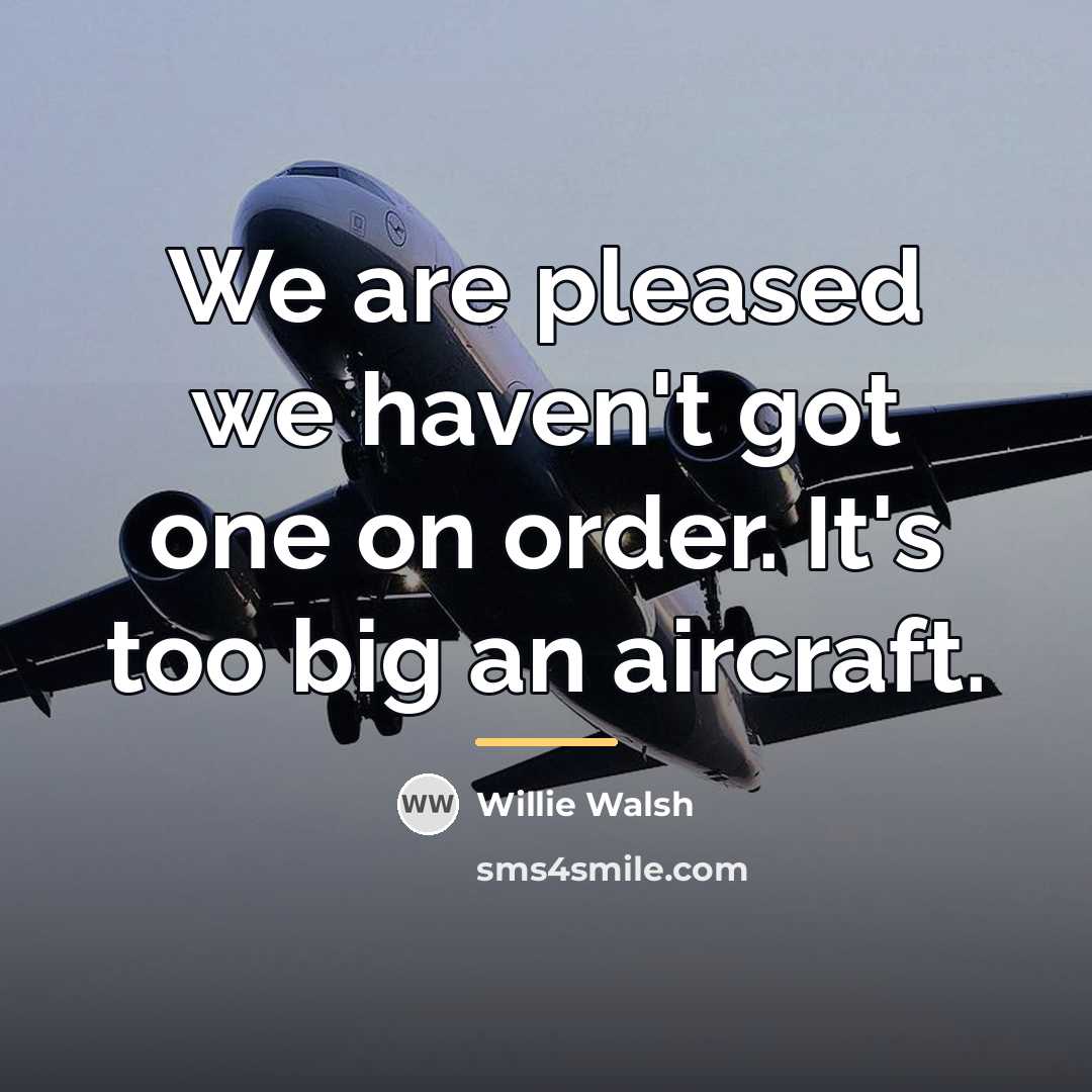 “We are pleased we haven't got one on order. It's…” quote by Willie Walsh