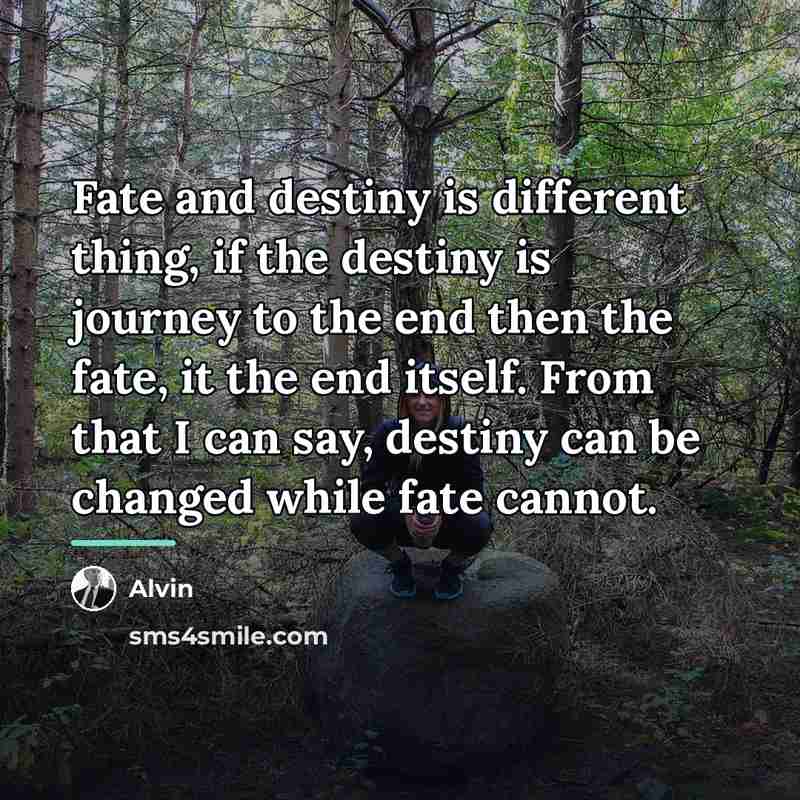“Fate and destiny is different thing, if the destiny is…” quote by Alvin