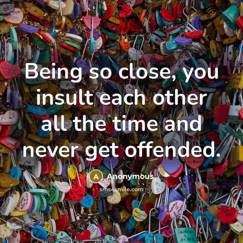 “Being so close, you insult each other all the time…” quote by Anonymous