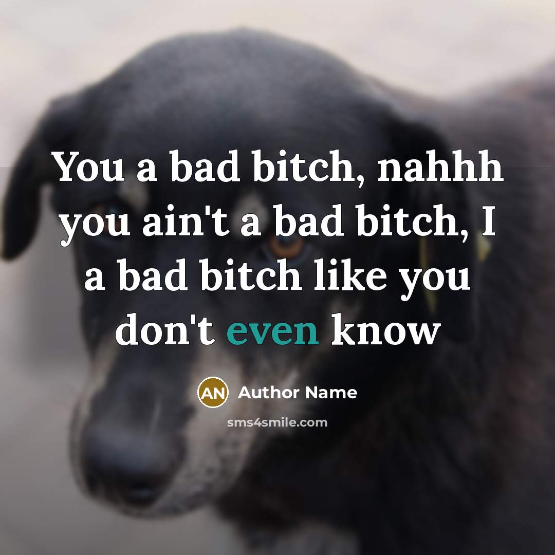 “You a bad bitch, nahhh you ain't a bad bitch,…” quote by Author Name