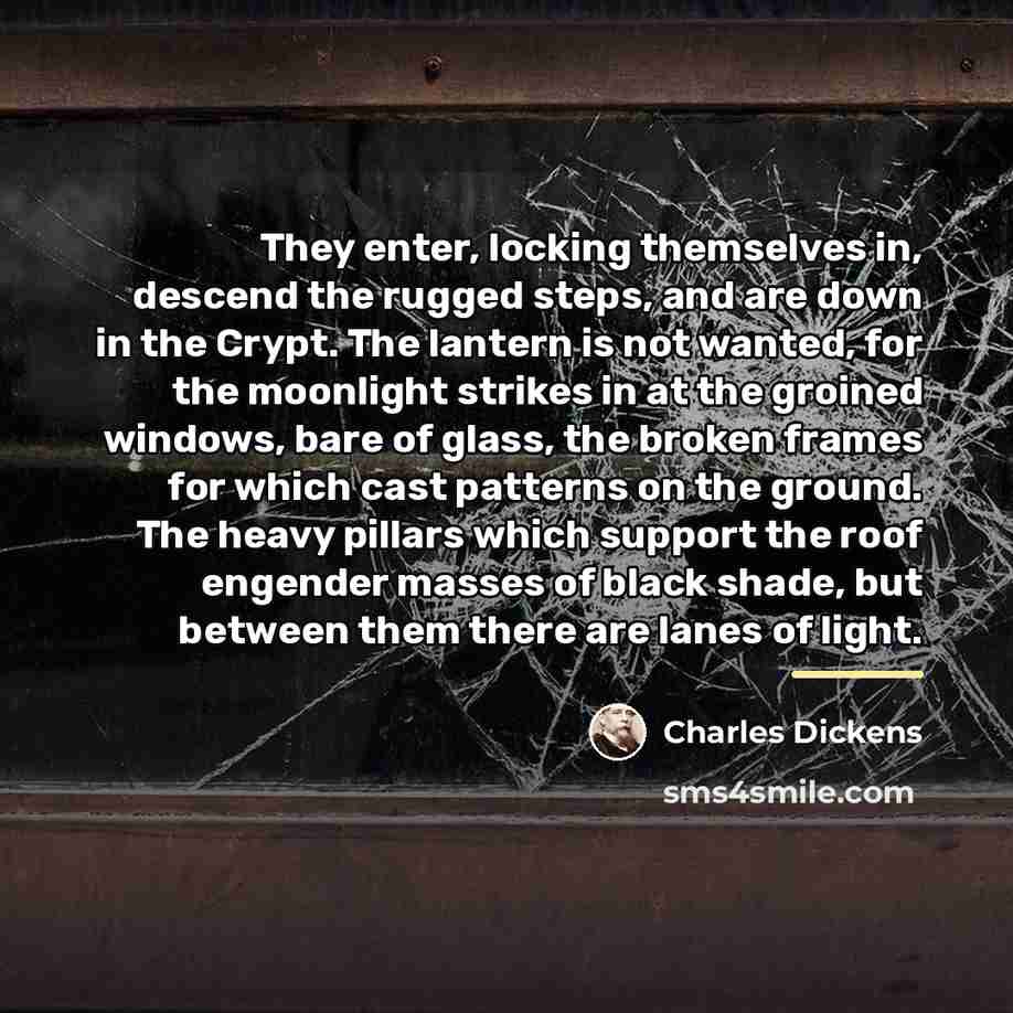 “They enter, locking themselves in, descend the rugged steps, and…” quote by Charles Dickens