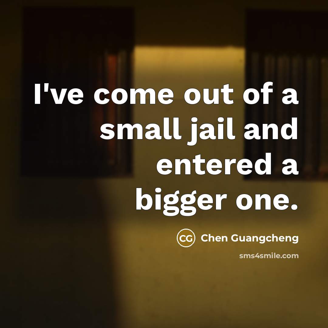 “I've come out of a small jail and entered a…” quote by Chen Guangcheng