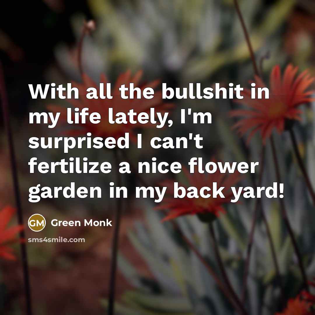 “With all the bullshit in my life lately, I'm surprised…” quote by Green Monk