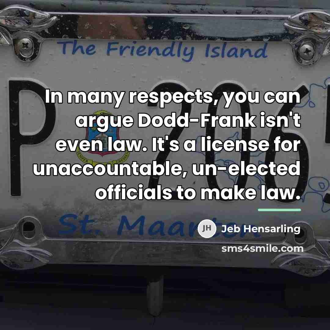 “In many respects, you can argue Dodd-Frank isn't even law.…” quote by Jeb Hensarling