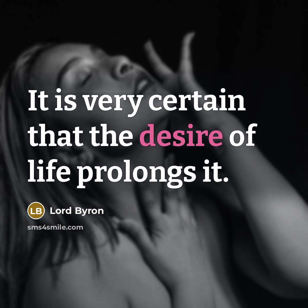 “It is very certain that the desire of life prolongs…” quote by Lord Byron