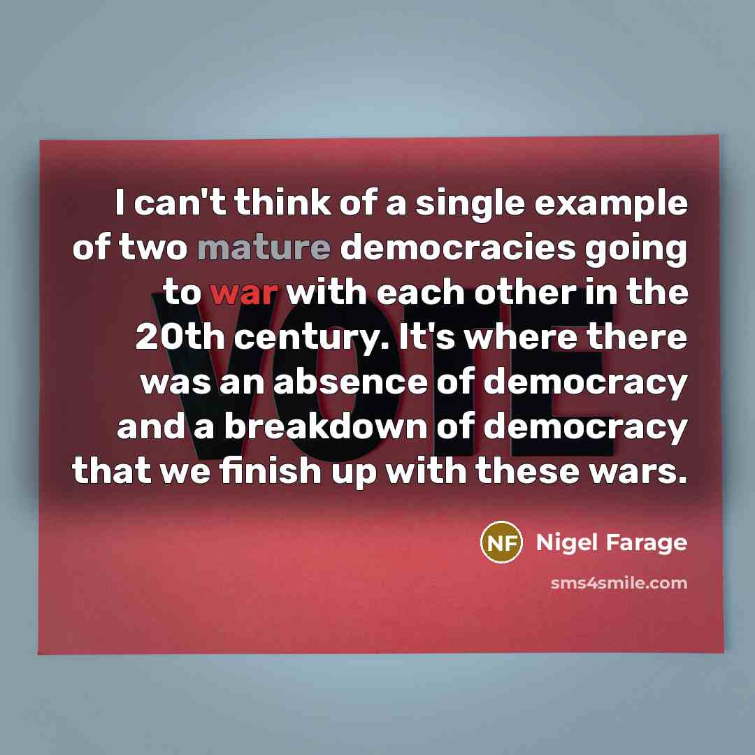 “I can't think of a single example of two mature…” quote by Nigel Farage