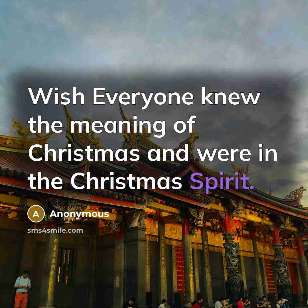 “Wish Everyone knew the meaning of Christmas and were in…” quote by Anonymous