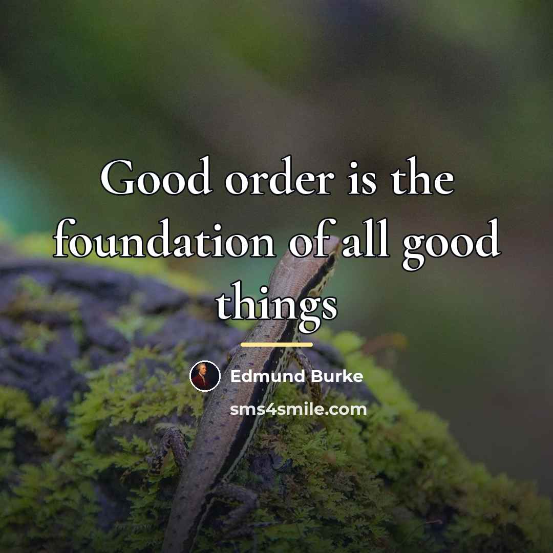 “Good order is the foundation of all good things…” quote by Edmund Burke