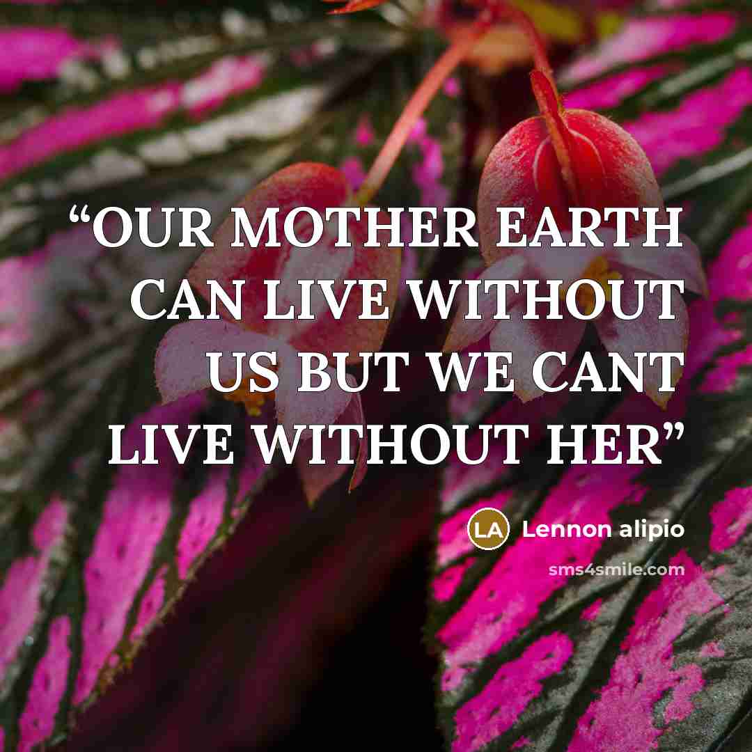 “OUR MOTHER EARTH CAN LIVE WITHOUT US BUT WE CANT LIVE WITHOUT HER” quote by Lennon alipio