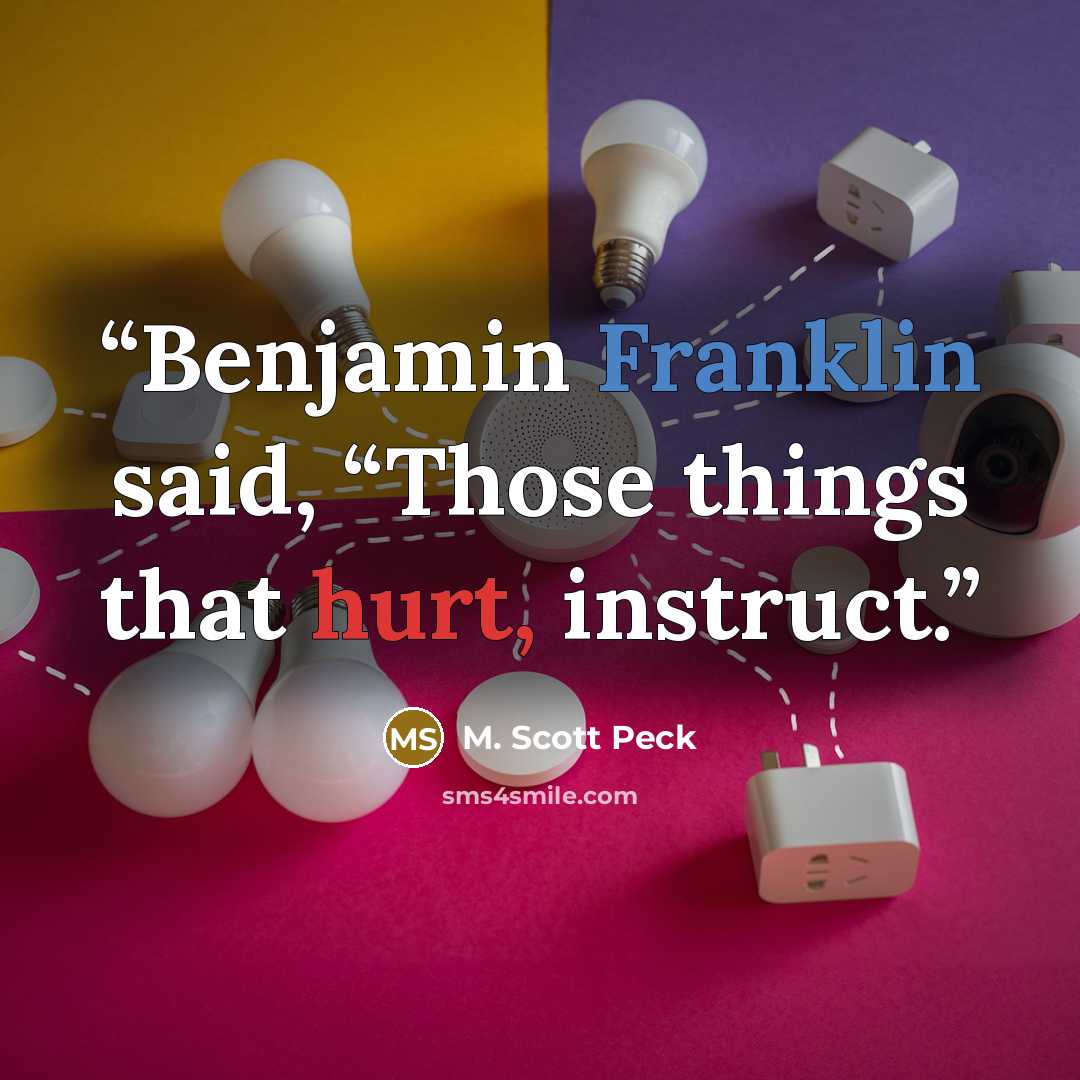 “Benjamin Franklin said, “Those things that hurt, instruct.” quote by M. Scott Peck