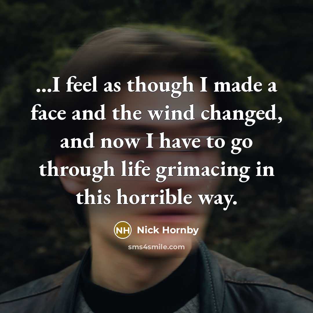 “...I feel as though I made a face and the…” quote by Nick Hornby