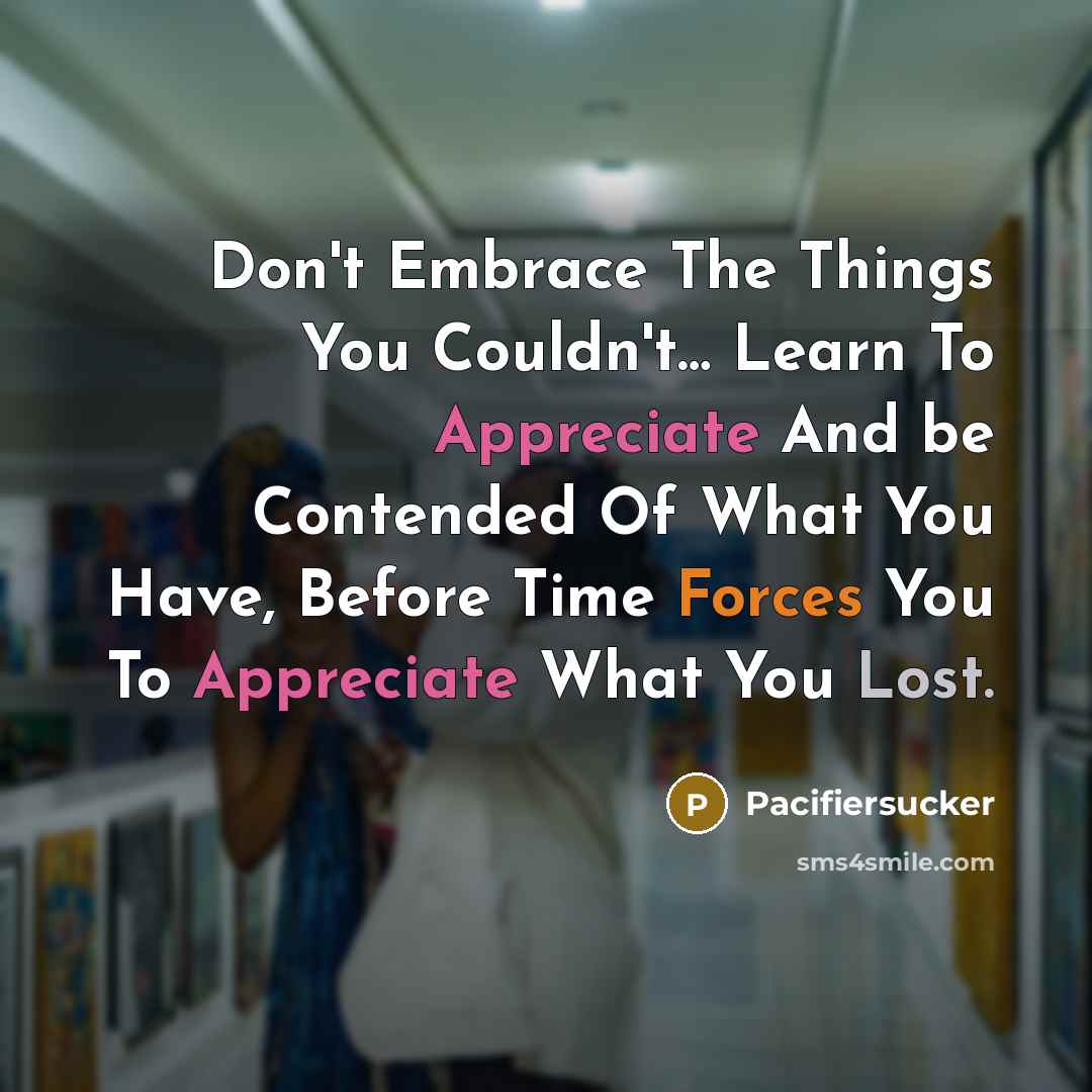 “Don't Embrace The Things You Couldn't.... Learn To Appreciate And…” quote by Pacifiersucker