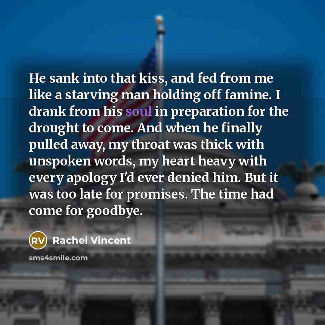 “He sank into that kiss, and fed from me like…” quote by Rachel Vincent