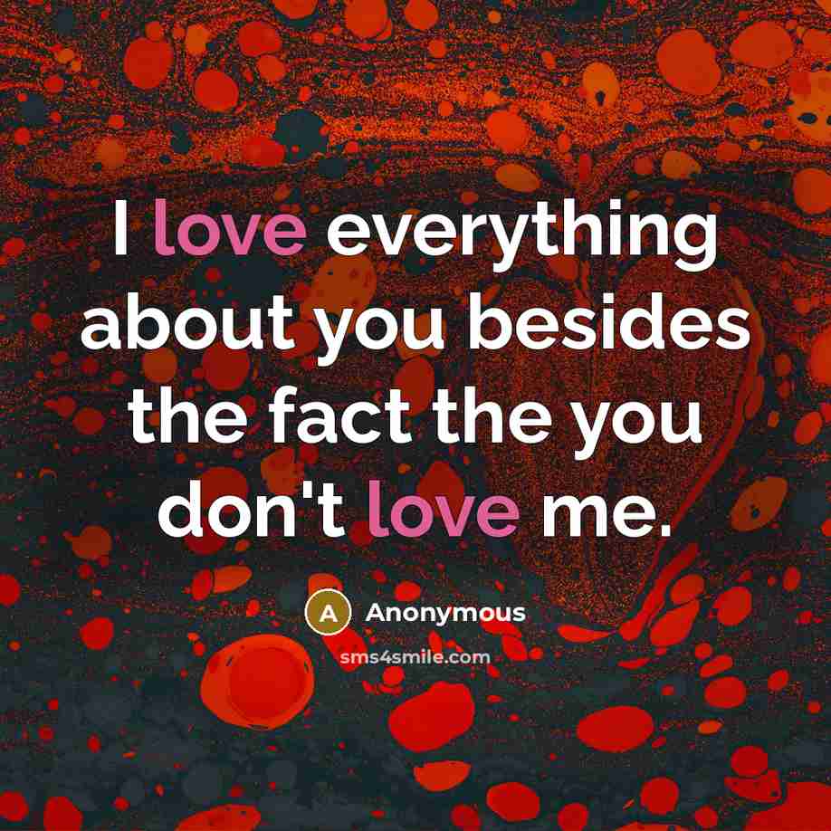 “I love everything about you besides the fact the you…” quote by Anonymous