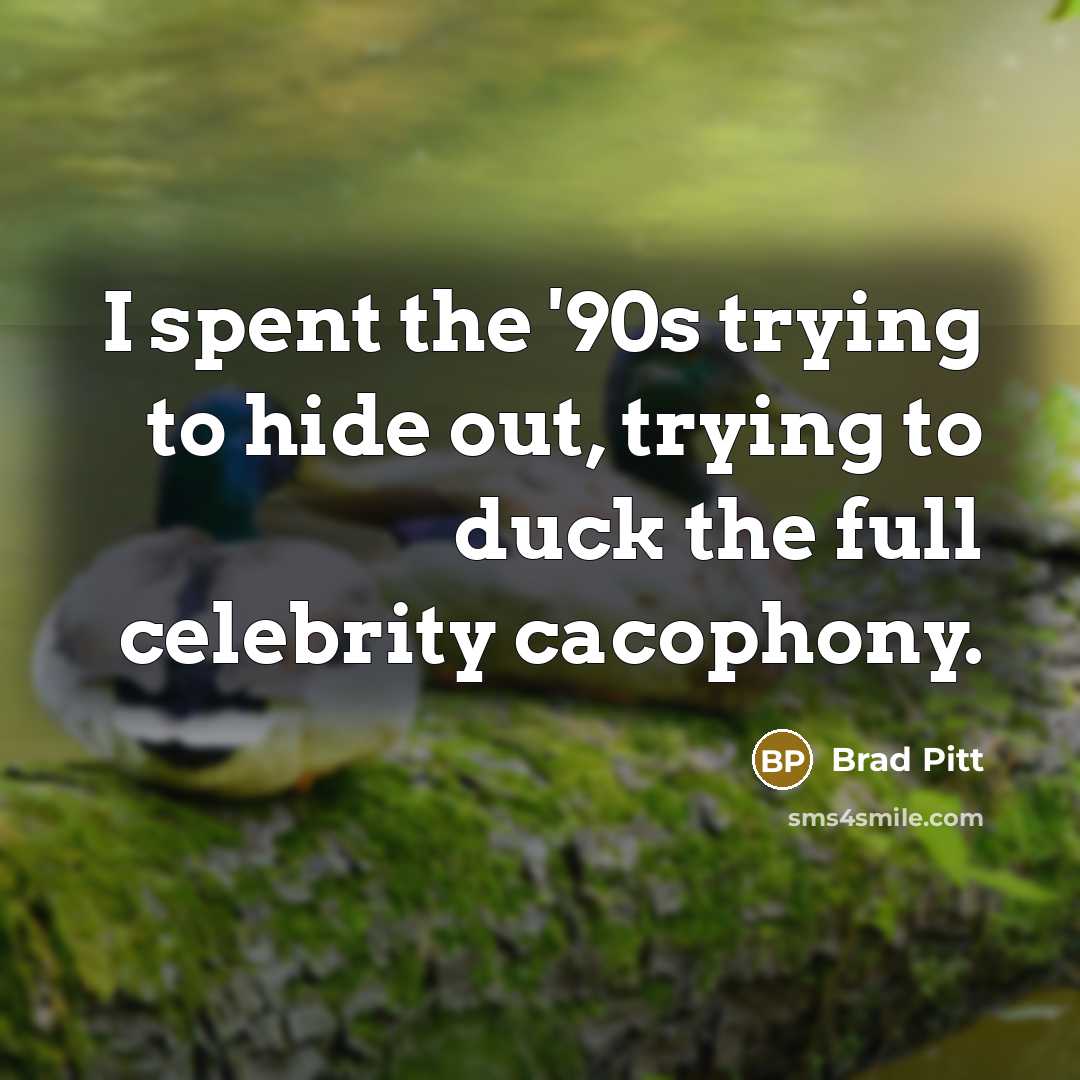 “I spent the '90s trying to hide out, trying to…” quote by Brad Pitt