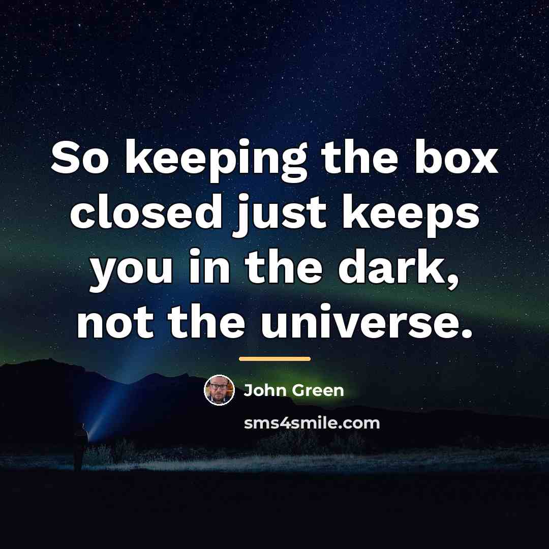 “So keeping the box closed just keeps you in the…” quote by John Green