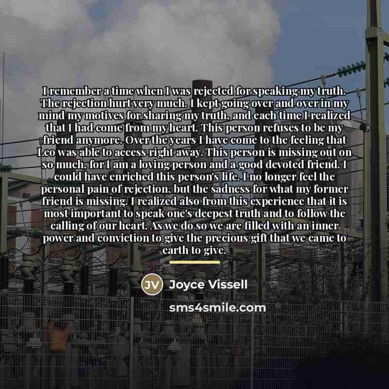 “I remember a time when I was rejected for speaking…” quote by Joyce Vissell