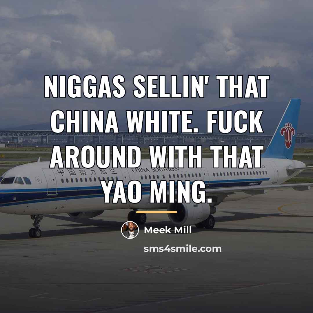 “Niggas sellin' that China white. Fuck around with that Yao…” quote by Meek Mill