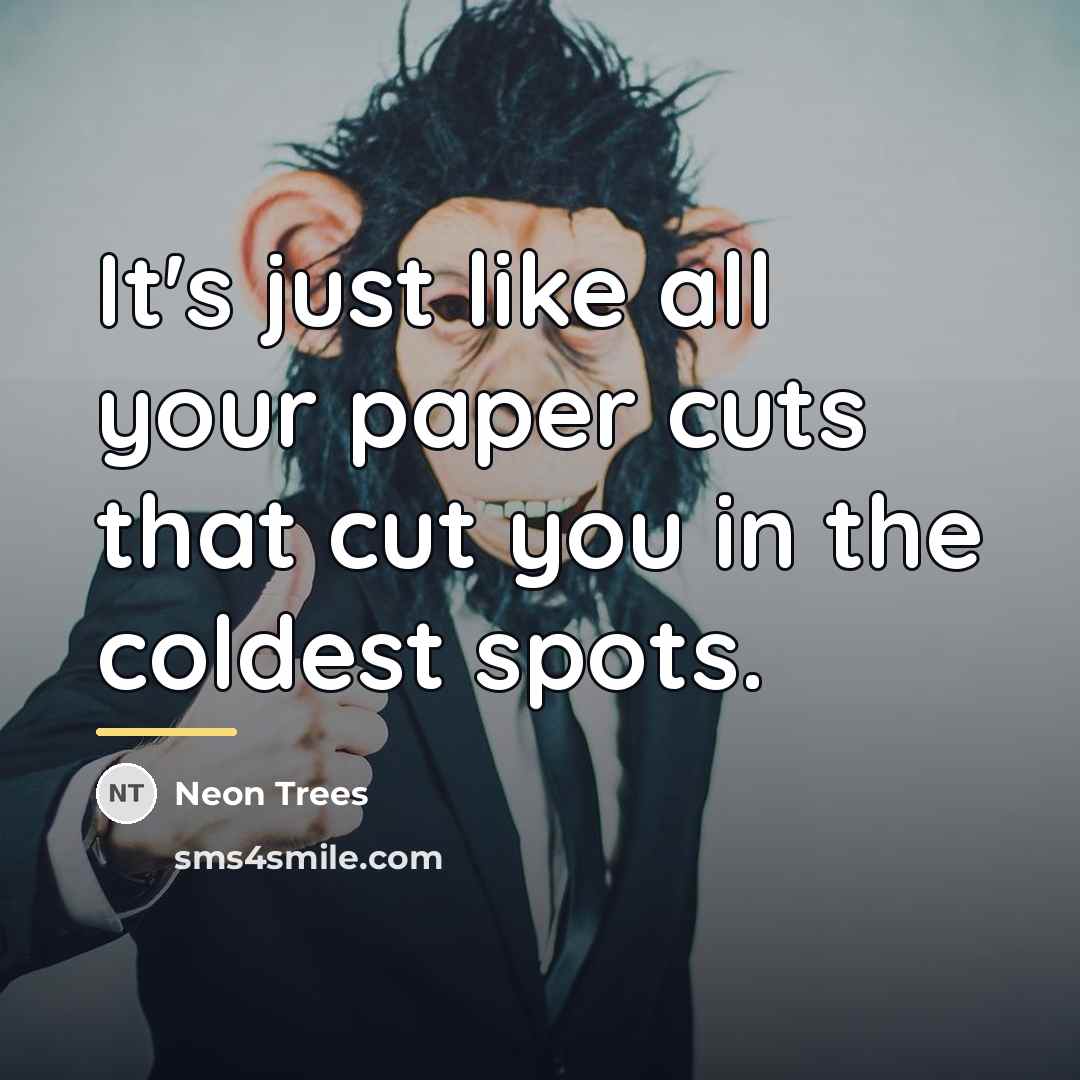 “It's just like all your paper cuts that cut you…” quote by Neon Trees