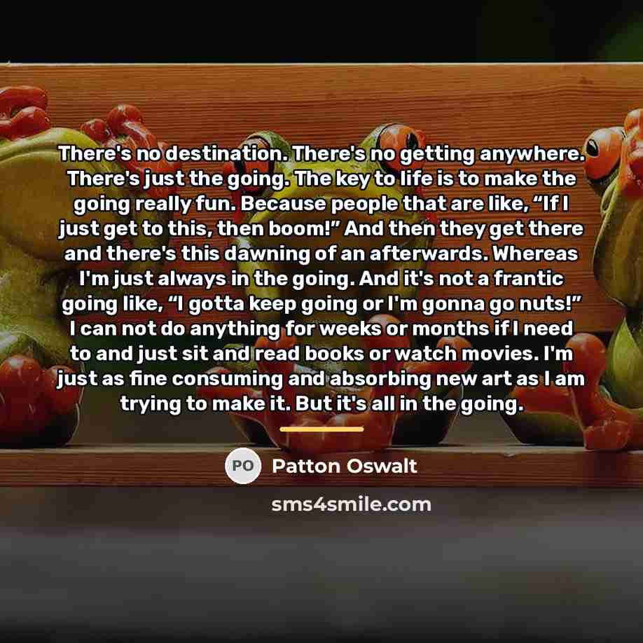 “There's no destination. There's no getting anywhere. There's just the…” quote by Patton Oswalt