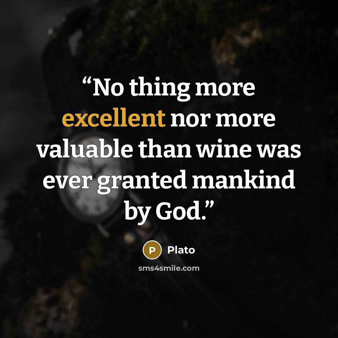 “No thing more excellent nor more valuable than wine was ever granted mankind by God.” quote by Plato
