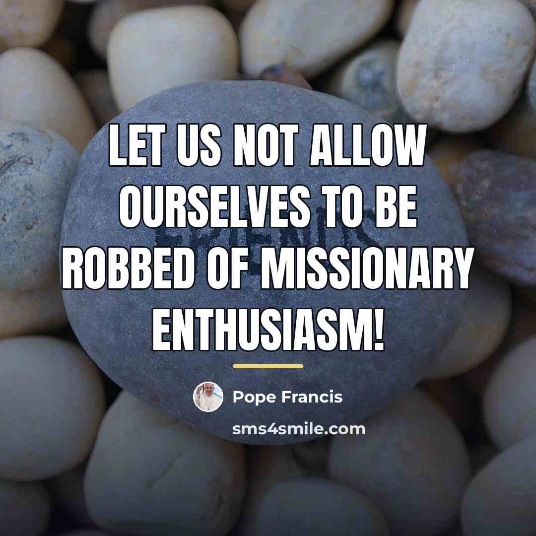 “Let us not allow ourselves to be robbed of missionary…” quote by Pope Francis