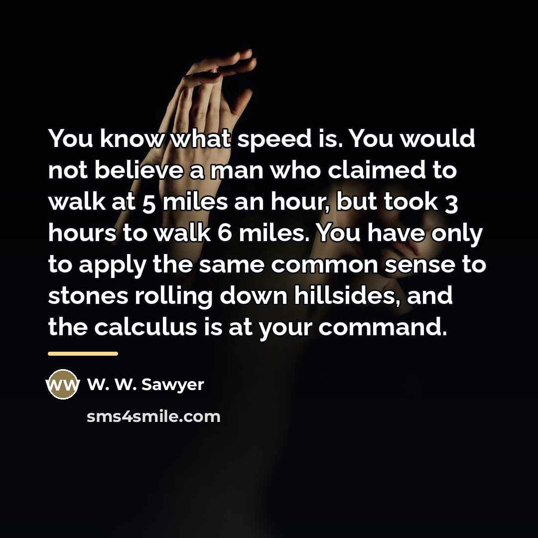 “You know what speed is. You would not believe a…” quote by W. W. Sawyer
