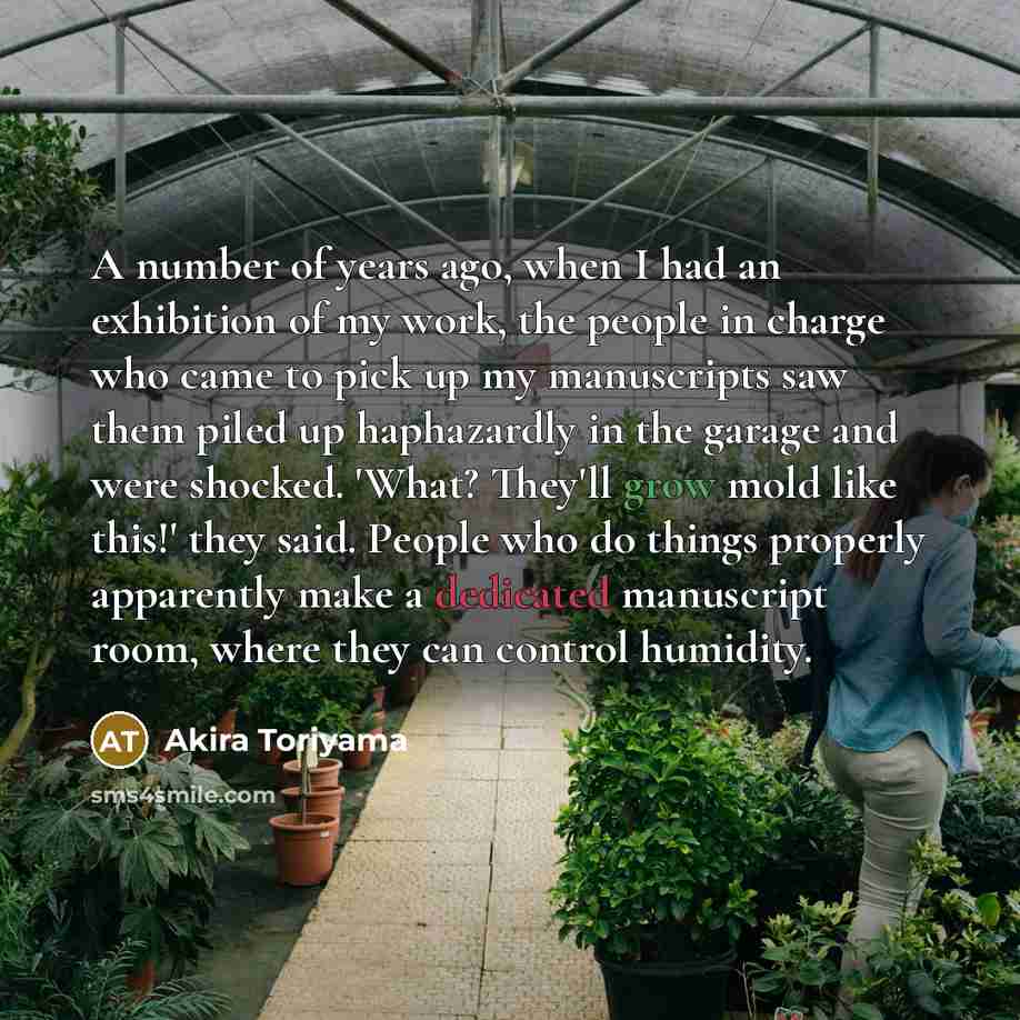 “A number of years ago, when I had an exhibition…” quote by Akira Toriyama