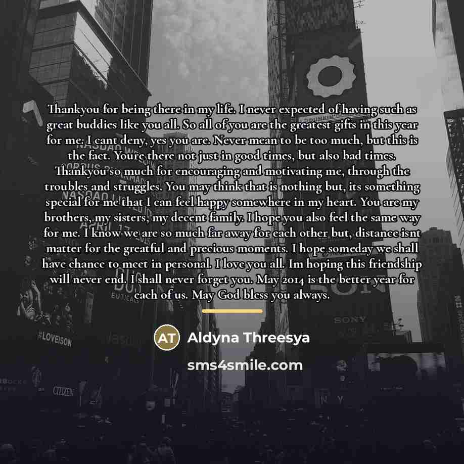 “Thankyou for being there in my life. I never expected…” quote by Aldyna Threesya